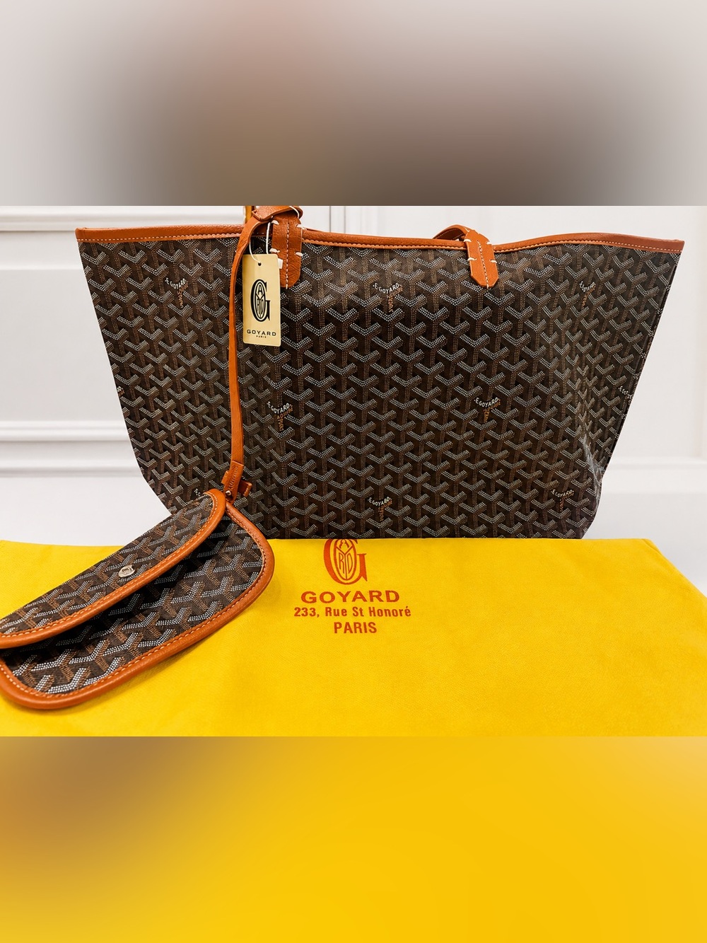 GORGEOUS Brown and Orange Chevron Tote with Matching Pouch- inspewwww